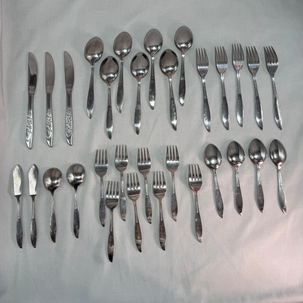 Imperial Rose Silhouette Stainless Japan  31 pc Floral Vintage Replacement Lot